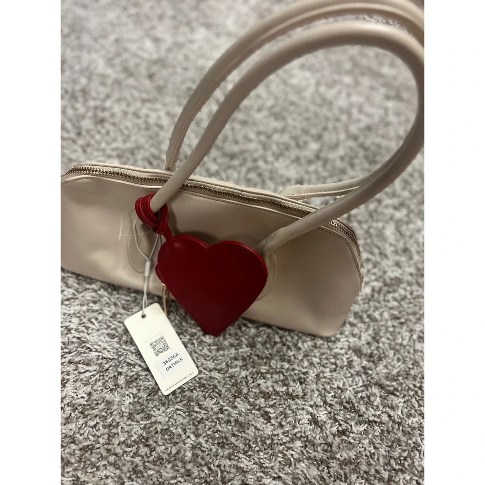 Urban Expressions Oatmilk Cream Handbag with Red Heart Charm 36956A